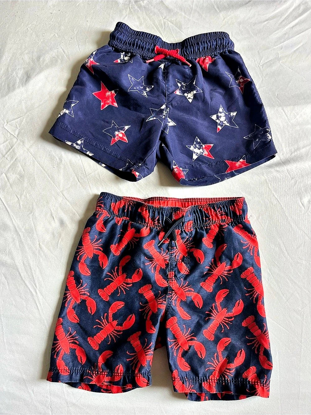 2T Kids Swim Trunks 2-Pair Set in Blue & Red